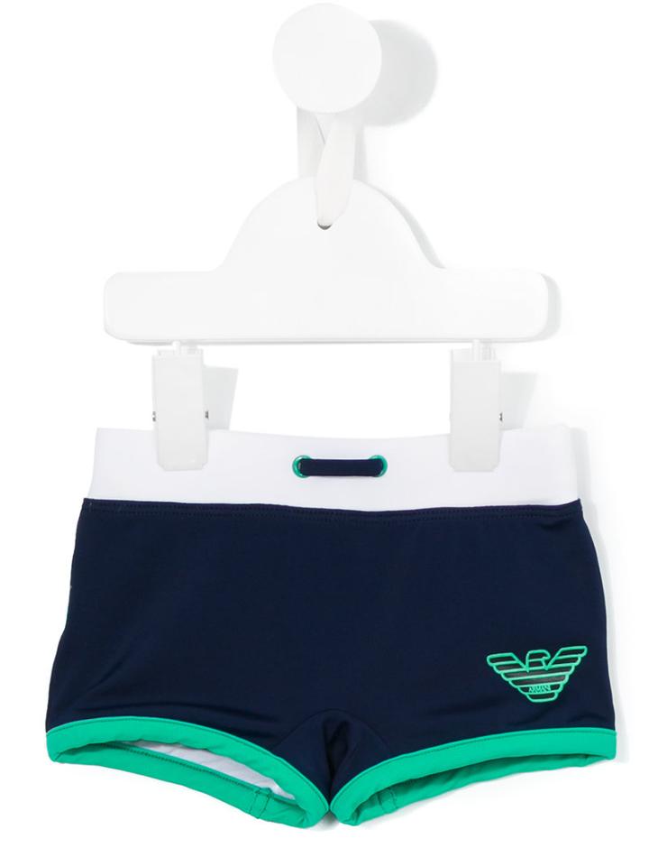 Logo Print Swim Shorts - Kids - Polyamide/spandex/elastane - 6 Mth, Blue, Armani Junior