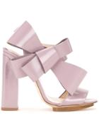 Delpozo Oversized Bow Sandals - Pink & Purple