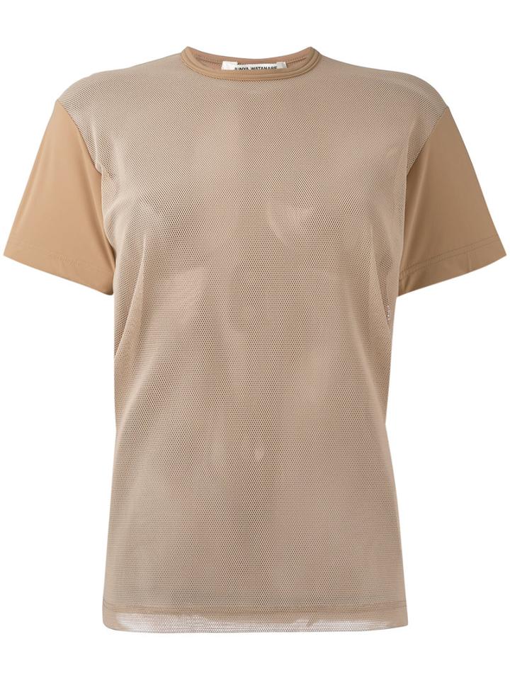 Junya Watanabe Comme Des Garçons - Mesh Sleeve T-shirt - Women - Nylon/polyester/polyurethane - M, Nude/neutrals, Nylon/polyester/polyurethane