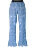 Twin-set Floral Lace Trousers, Women's, Size: L, Blue, Polyester/polyamide/viscose/cotton