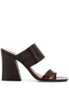 Vicenza Crocodile-effect Mules - Brown