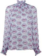 Marco Bologna Lip Print Blouse, Women's, Size: 40, Silk
