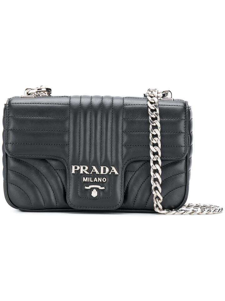 Prada Quilted Foldover Shoulder Bag - Black