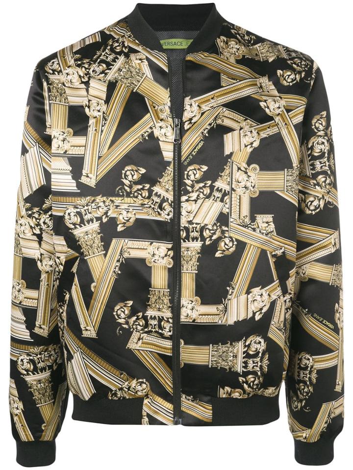 Versace Jeans Baroque Print Bomber Jacket - Black