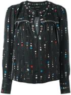 Isabel Marant Eyelet Long Sleeved Blouse, Women's, Size: 40, Black, Silk/brass/polyester