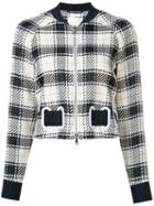 3.1 Phillip Lim Surf Plaid Bomber, Women's, Size: 6, White, Linen/flax/viscose