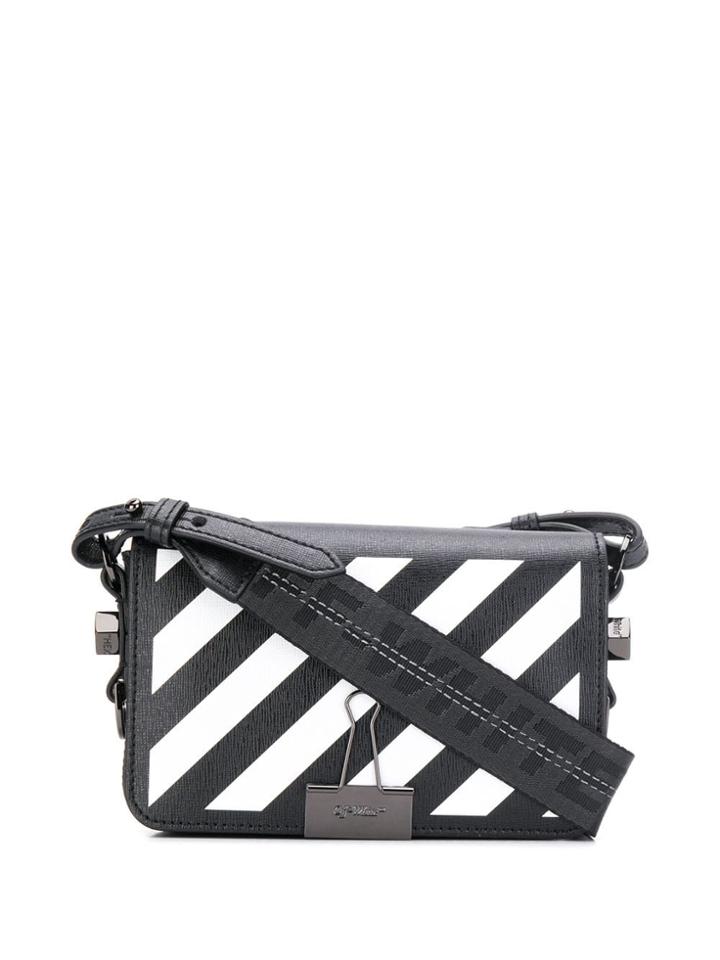 Off-white Diagonal Binder Crossbody Bag - Black