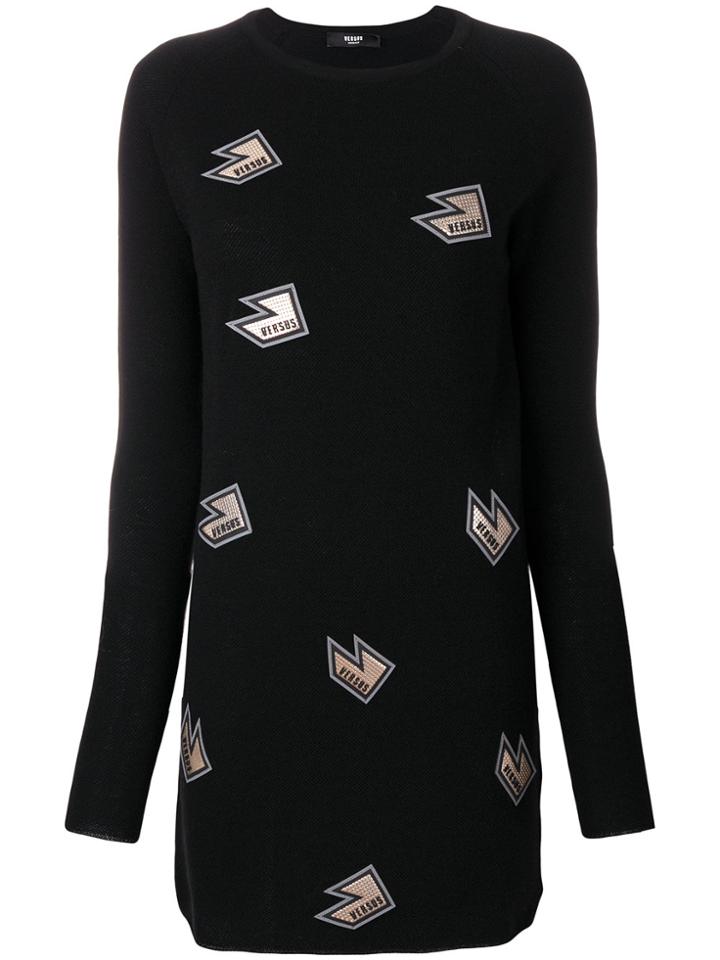 Versus Logo Patch Longline Top - Black