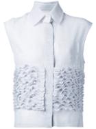 Steven Tai - Ruffle Stuck Sleeveless Shirt - Women - Polyester - M, Grey, Polyester