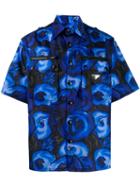 Prada Rose-print Shirt - Blue