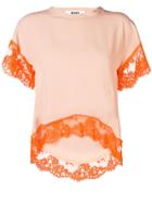 Msgm Lace Trim T-shirt - Neutrals