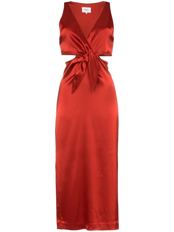 Nanushka Regina Sleeveless Cutout Satin Dress - Red