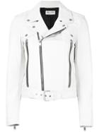 Saint Laurent Classic Motorcycle Jacket, Women's, Size: 38, White, Lamb Skin/cupro/cotton
