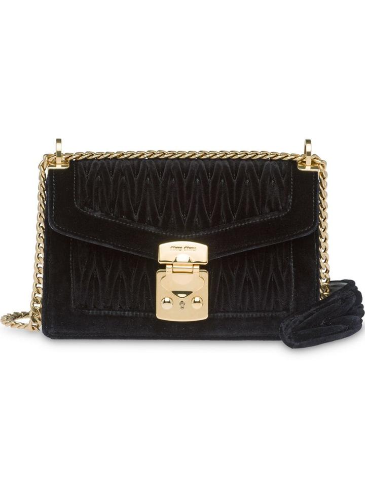 Miu Miu Miu Confidential Matelassé Velvet Bag - Black