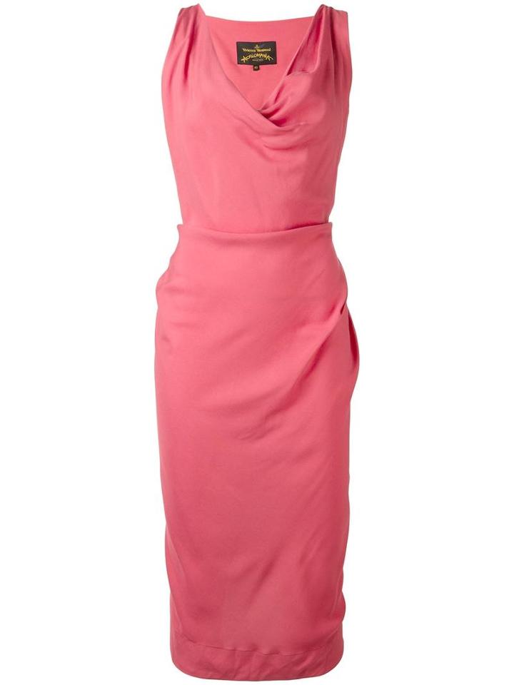 Vivienne Westwood Anglomania Draped Neck Fitted Dress, Women's, Size: 42, Red, Viscose