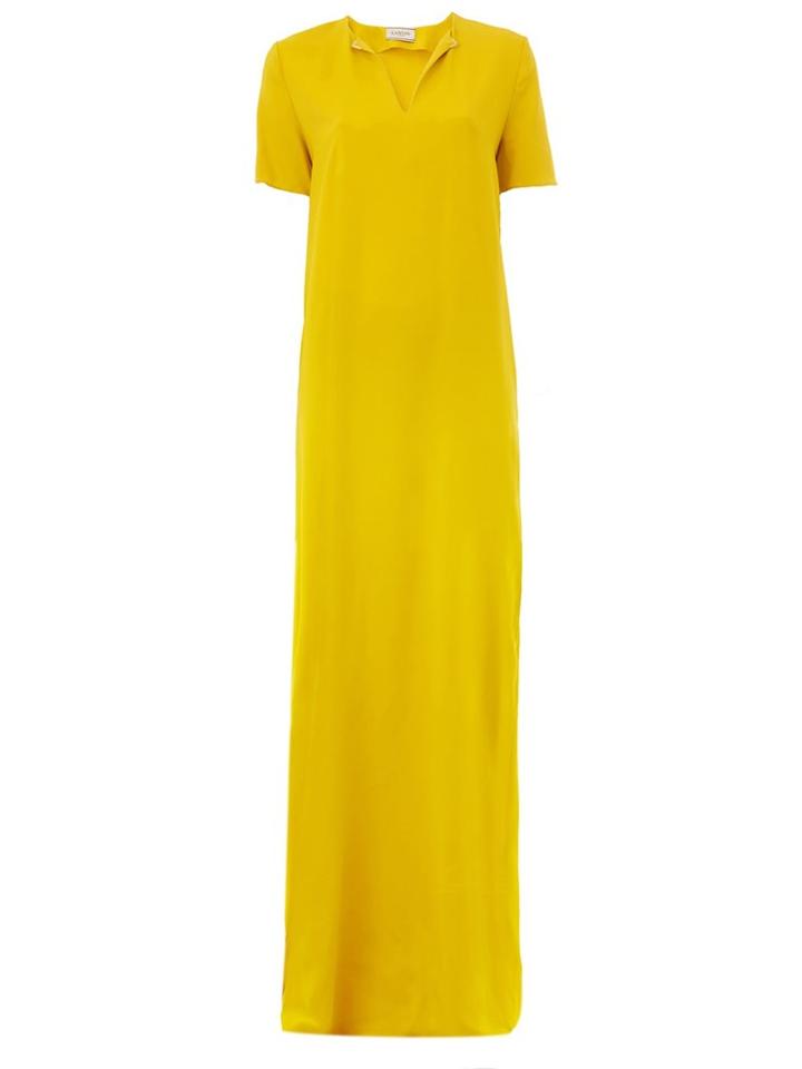 Lanvin V-neck Maxi Dress, Women's, Size: 38, Yellow/orange, Spandex/elastane/viscose