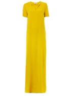 Lanvin V-neck Maxi Dress, Women's, Size: 38, Yellow/orange, Spandex/elastane/viscose