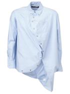Anrealage Asymmetric Fastening Shirt, Men's, Size: 50, Blue, Cotton