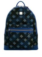 Mcm Patterned Backpack - Blue