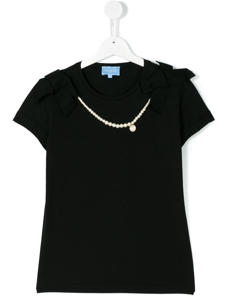 Lanvin Petite - Teen Pearl Necklace T-shirt - Kids - Cotton/spandex/elastane - 14 Yrs, Black