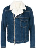 Low Brand Zipped Denim Jacket - Blue