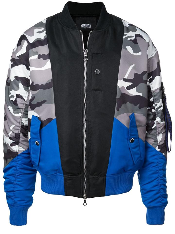Mostly Heard Rarely Seen Camouflage Print Bomber Jacket - Black