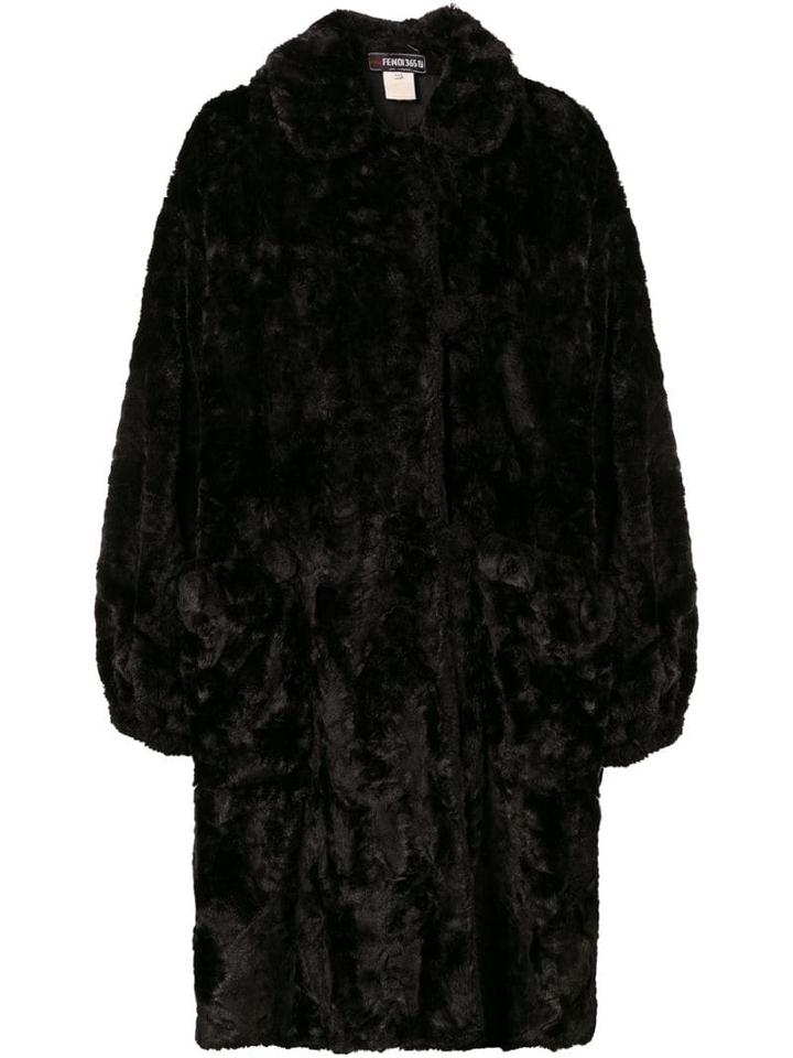 Fendi Pre-owned 1980's Midi Teddy Coat - Black