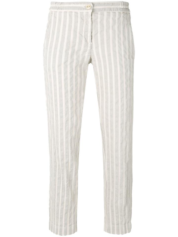 Massimo Alba - Striped Straight Trousers - Women - Cotton/linen/flax - 38, Nude/neutrals, Cotton/linen/flax