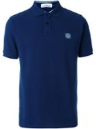 Stone Island Logo Patch Polo Shirt, Men's, Size: Small, Blue, Cotton
