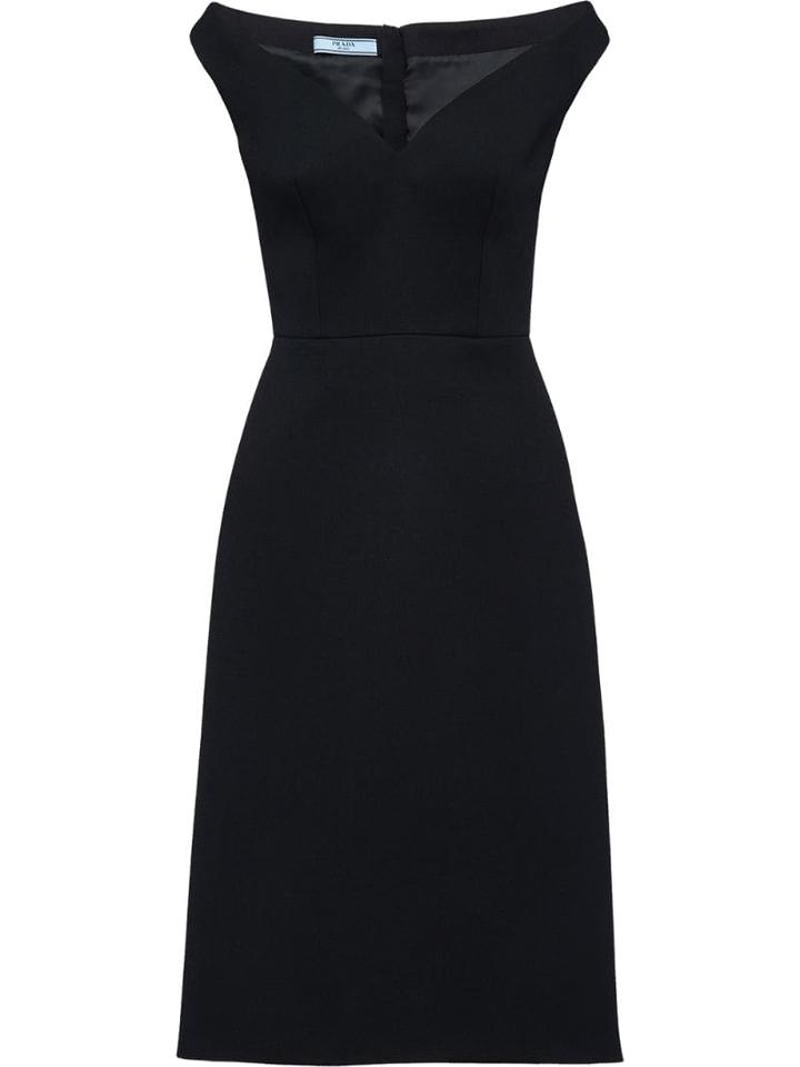Prada Off-shoulder Bateau Neck Dress - Black