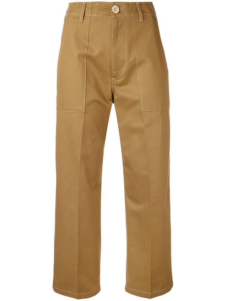 Golden Goose Deluxe Brand - Cropped Trousers - Women - Cotton - Xs, Nude/neutrals, Cotton