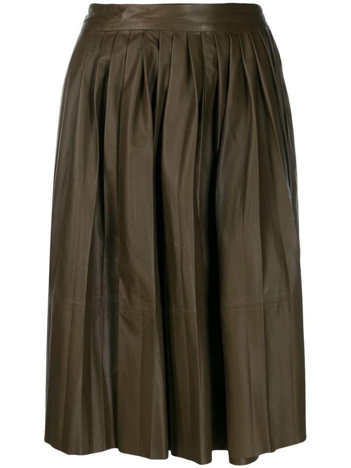 Yves Salomon Pleated Skirt - Brown