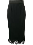 Dolce & Gabbana Lace Trim Midi Skirt - Black