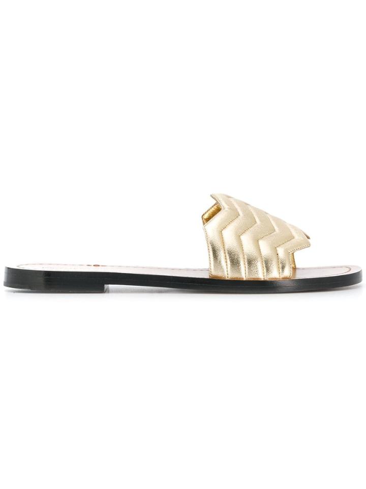 Nicholas Kirkwood Chevron Slides - Metallic