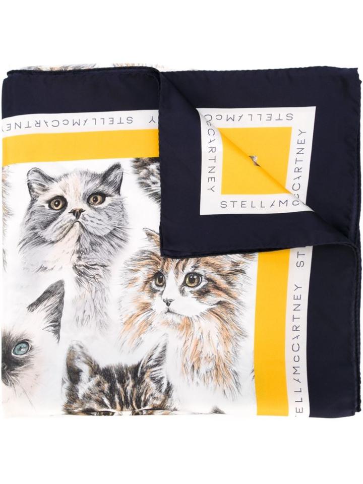 Stella Mccartney Cat Print Scarf, Women's, Silk