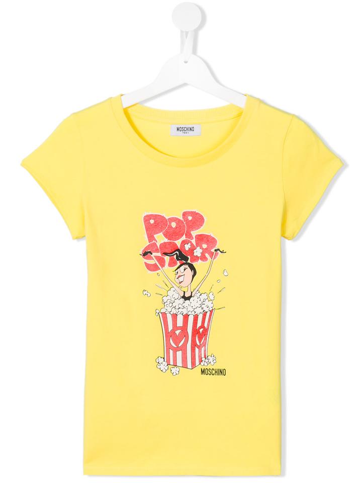Moschino Kids Popcorn Print T-shirt, Girl's, Size: 14 Yrs, Yellow/orange