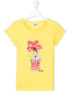 Moschino Kids Popcorn Print T-shirt, Girl's, Size: 14 Yrs, Yellow/orange