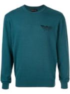 Emporio Armani Embroidered Eagle Logo Pullover - Blue