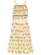 All Things Mochi Remi Embroidered Midi Dress - Yellow & Orange