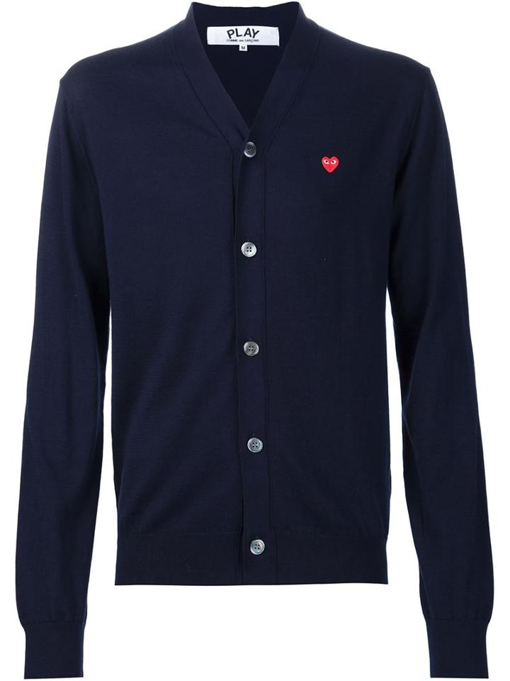 Comme Des Garçons Play Mini Heart Cardigan, Men's, Size: L, Blue, Cotton