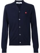 Comme Des Garçons Play Mini Heart Cardigan, Men's, Size: L, Blue, Cotton