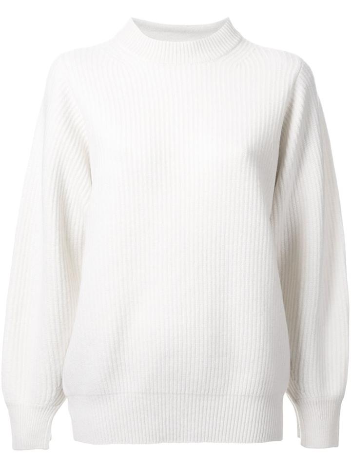 Astraet Ribbed High Neck Jumper, Women's, White, Wool