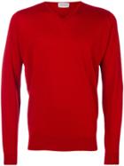 John Smedley V-neck Jumper - Red