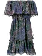 Chloé - Lurex Firework Print Off-shoulder Dress - Women - Silk/cotton/polyester/metallized Polyester - 38, Blue, Silk/cotton/polyester/metallized Polyester