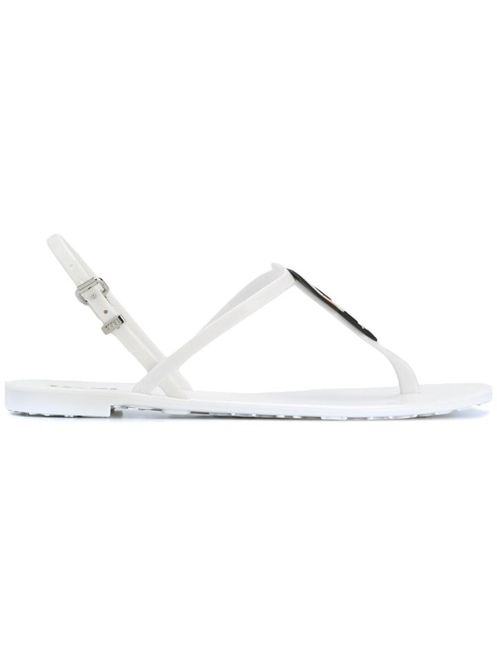Karl Lagerfeld Rubber Jelly Lagerfeld And Cat Sandals - White