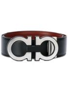 Reversible Double Gancio Belt - Men - Leather/metal - 105, Black, Leather/metal, Salvatore Ferragamo