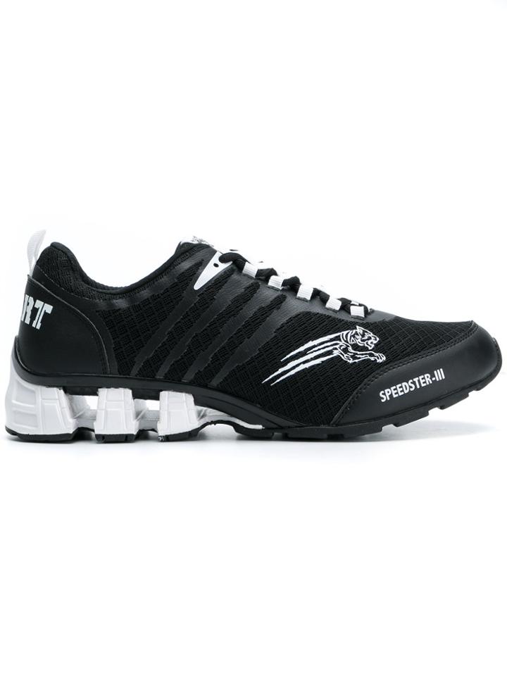 Plein Sport Striped Lace-up Sneakers - Black