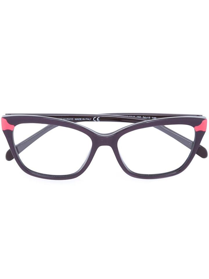 Emilio Pucci Cat Eye Glasses, Brown, Acetate