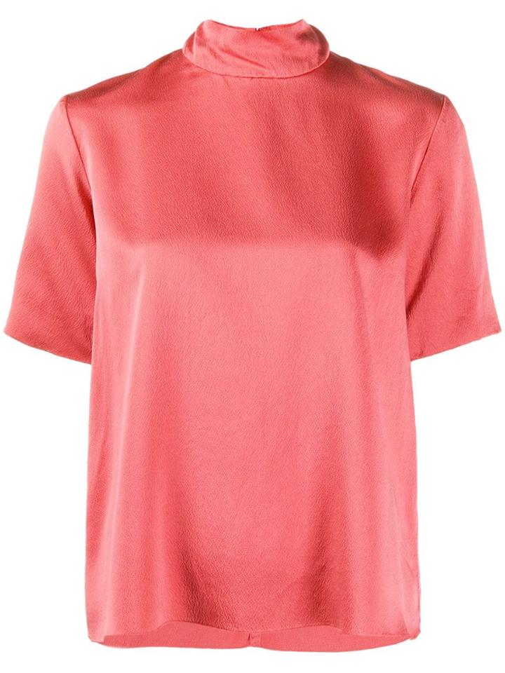 Forte Forte Satin-crepe Mock Neck Top - Pink