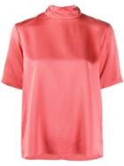 Forte Forte Satin-crepe Mock Neck Top - Pink